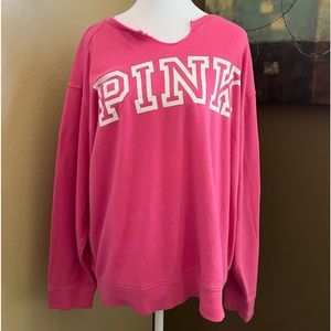 PINK Victoria Secret Sweatshirt Stressed V-Neck Large
